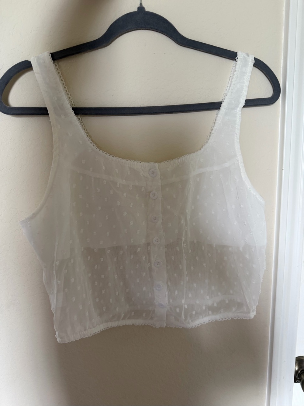 Crisp White Lined Top with Tag Detail